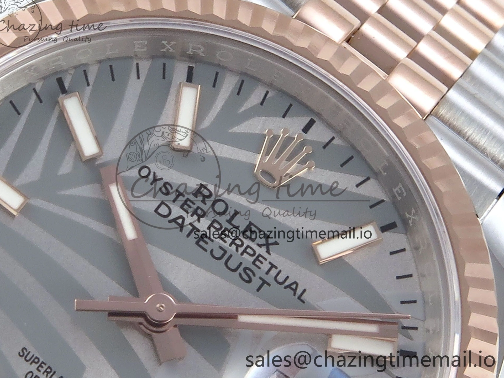 MiroTime 0408 DateJust 36 126231 EWEF Best Edition Silver Leaf Dial Stick Marker on SS RG Jubilee Bracelet A TopPick 596